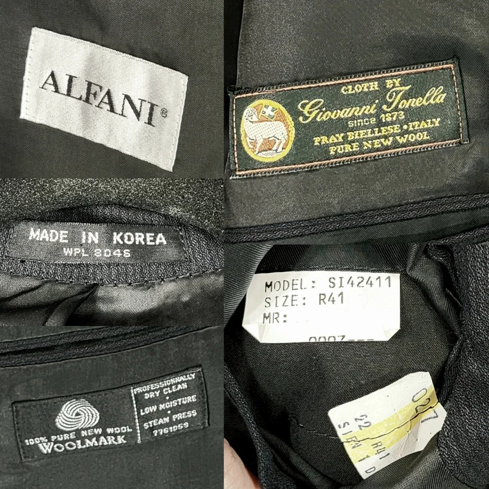 Alfani Mens sz 41R Double Breasted Blazer Jacket‎ Giovanni Tonella Italian Wool